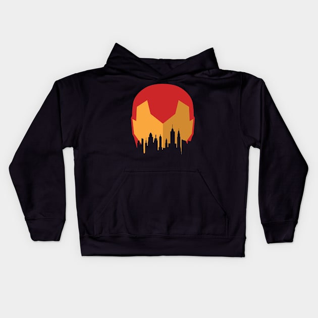 Iron-Man Cityscape Kids Hoodie by ArtbyCorey